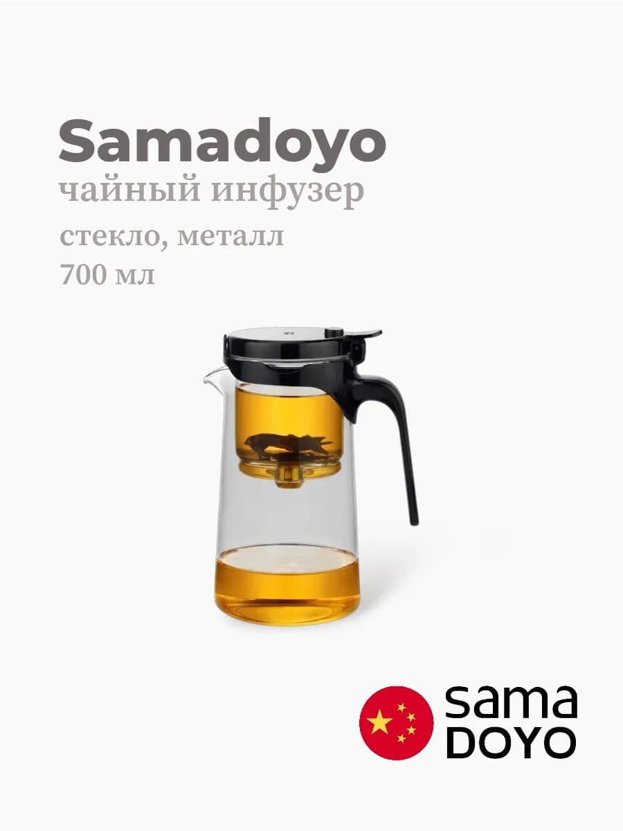 Чайный инфузер, Samadoyo, Stainless Steel Infuser, 700 мл, боросиликатное стекло, металл, Китай