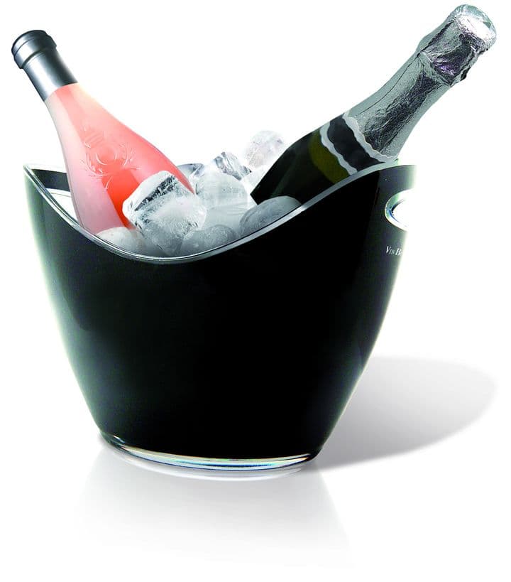 Vin Bouquet (Испания) Ведро для шампанского  3 л. пласт. 260*160/160*115 мм. h=200 мм. с ручками для 2-х бутылок, черное VB /1/12/