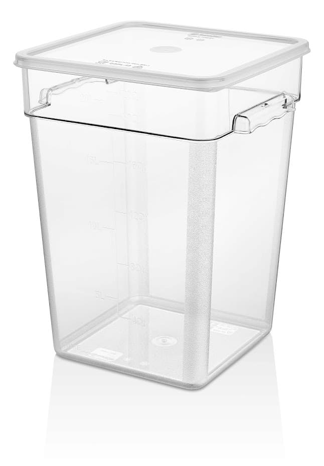 GASTROPLAST (Турция) Контейнер для продуктов квадр. 20,8 л. 28*28*40 см. с мерн.шкалой, прозрач, поликарб., б/кр, штабелир. (кр.80012,80471) GP/1/6/