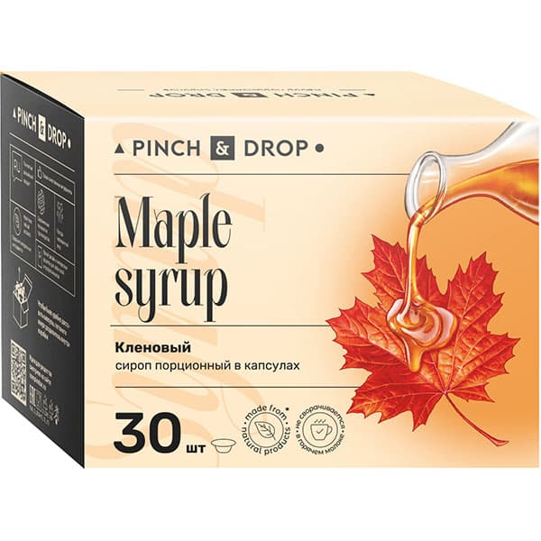 Pinch&Drop Сироп «Кленовый» ароматизированный порционный Pinch&Drop уцененный[30шт];картон;15мл;,H=12,L=15,5,B=