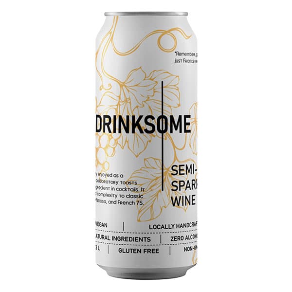 Drinksome Напиток безалкогольный «Полусладкое игристое вино» уцененный;жесть белая;330мл;D=58,H=154,4мм;белый