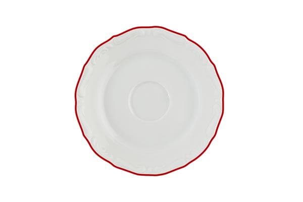 Блюдце 12 см, кант красный