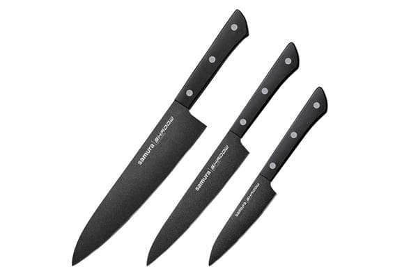 SH-0220/K Набор из 3 ножей "Samura SHADOW" с покрытием Black-coating (11,23, 85), AUS-8, ABS пластик