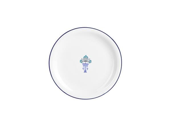 Тарелка мелкая 18 см, кант синий, Vaso Piccolo DS14