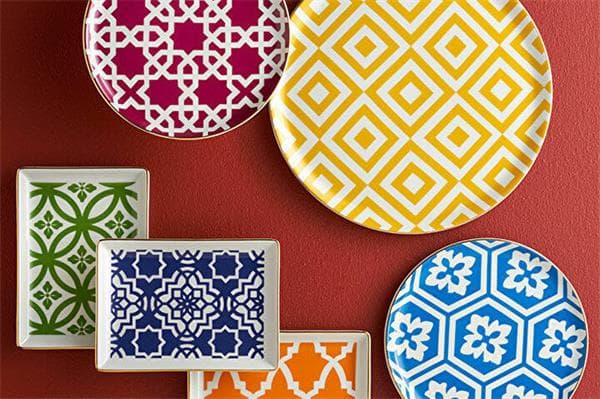 MOROCCO Сервиз обеденный на 6 персон, цвета: зелёный, синий, оранжевый, жёлтый, фуксия, петроль (24 предмета: тарелка для пиццы 32 см - 6 шт., тарелка обеденная 28 см - 6 шт., тарелка десертная 20 см - 6 шт., тарелка глубокая 20 см 500 мл - 6 шт.)