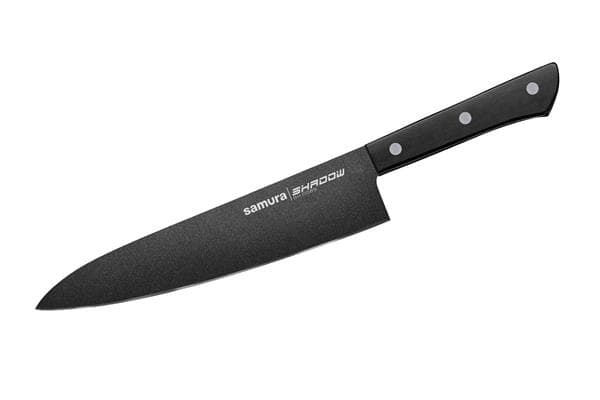 SH-0085/K Нож кухонный "Samura SHADOW" Шеф с покрытием Black-coating 208 мм, AUS-8, ABS пластик