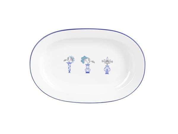 Блюдо овальное 25 см, кант синий, Vaso Piccolo DS11