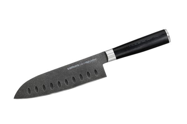 SM-0094B/K Нож кухонный "Samura Mo-V Stonewash" Сантоку 180 мм, G-10