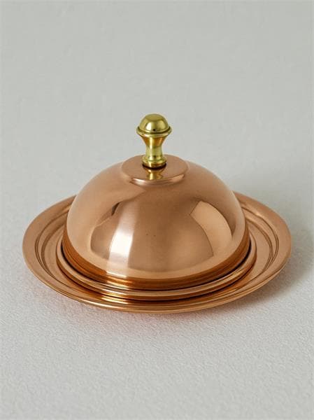 Икорница с крышкой "Купер Плюс", медная, полированная, 12х7,5 см
