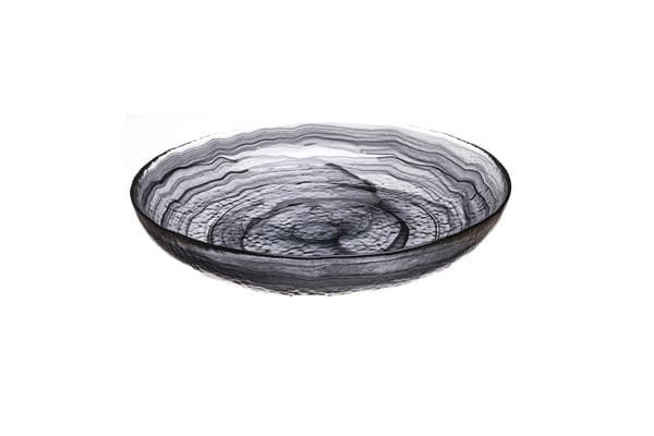 Салатник d 25 см h 4,5 см, стекло, цвет / декор черно-белый, Hammered