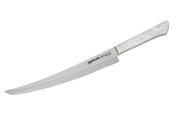 SHR-0046AWT/K Нож кухонный "Samura HARAKIRI" слайсер Tanto 230 мм, корроз.-стойкая сталь,белый акрил