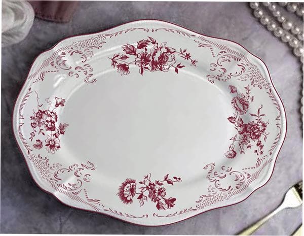 Блюдо овальное 32,5x23 см h 3 см, фарфор, Red Rose