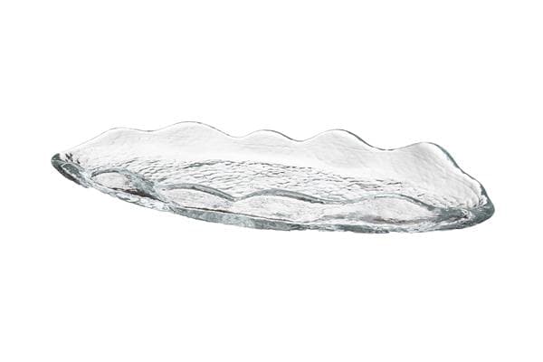 Блюдо овальное 30x11 см h 3,5 см, стекло, прозрачое, Hammered