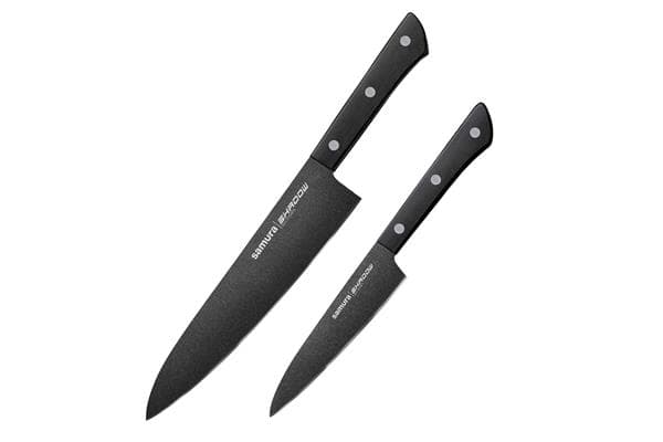 SH-0210/K Набор из 2 ножей "Samura SHADOW" с покрытием Black-coating (21, 85), AUS-8, ABS пластик