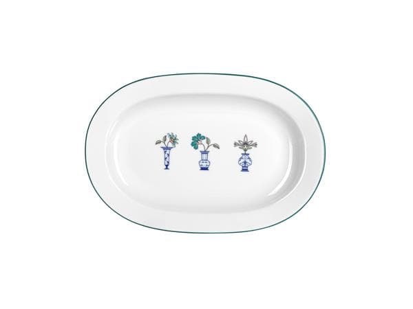 Блюдо овальное 25 см, кант зеленый, Vaso Piccolo DS11