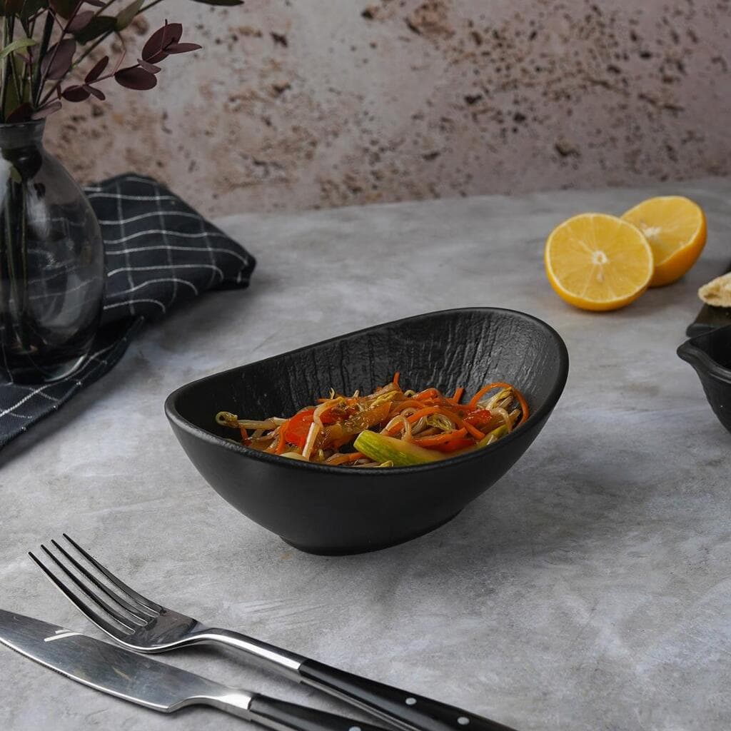 Салатник  300 мл овальный 16*12 см h6 см емкость для закусок Black Raw Wood P.L. [6]
