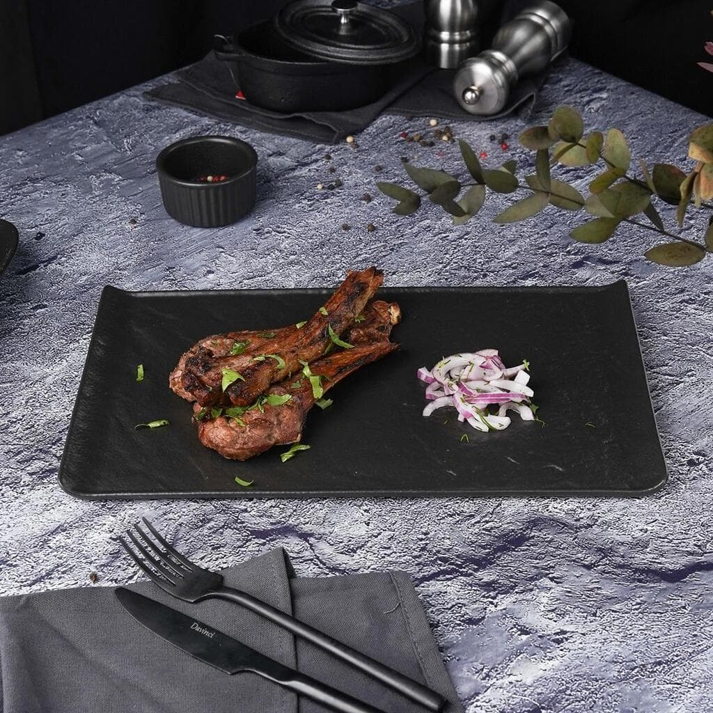 Блюдо прямоугольное 33,5*20,5 см h1,5 см с бортами Side Up2 Black Raw Stellar P.L. Proff Cuisine [1]