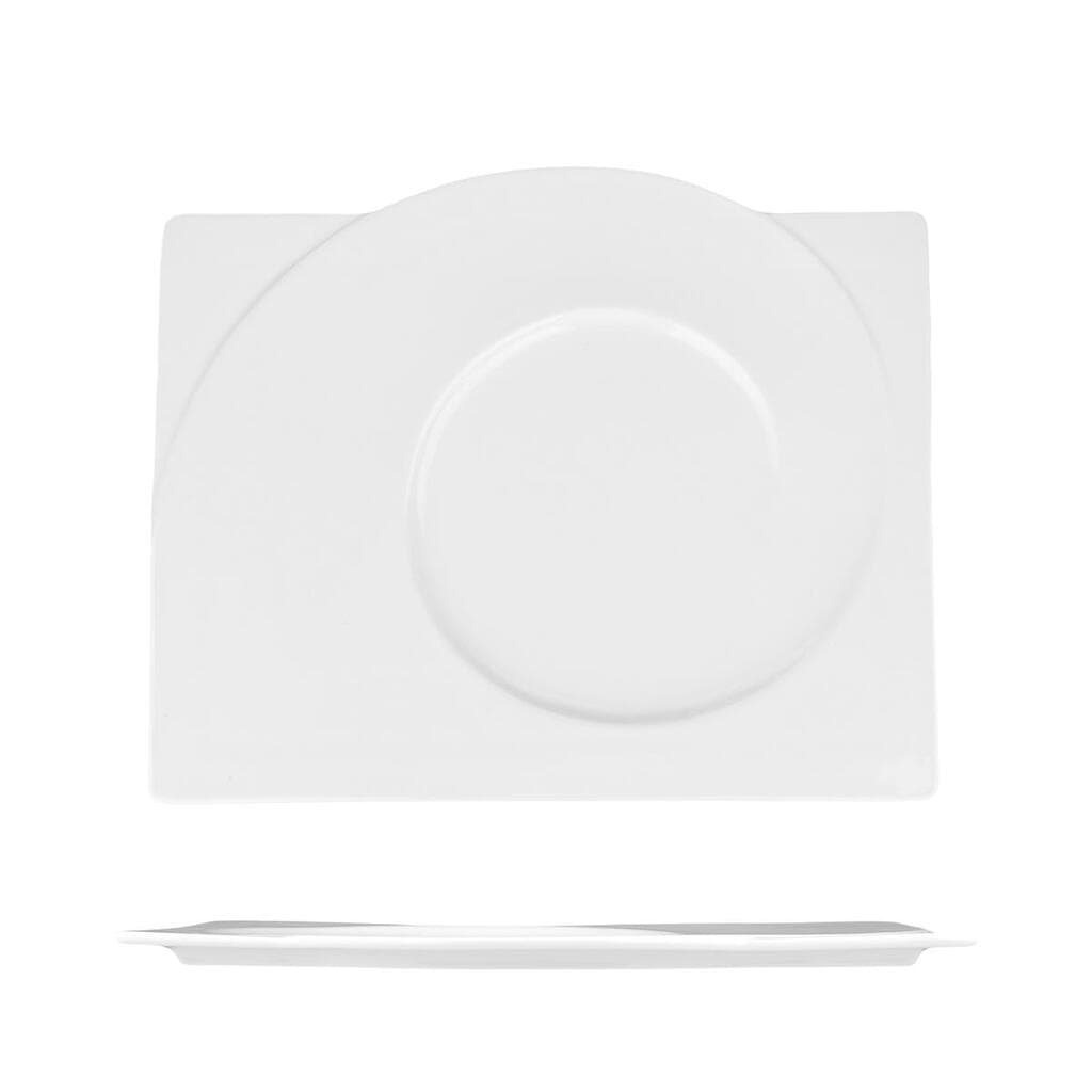 Блюдо для подачи 30,5*24,5 см h1,5 см Asymmetry белое фарфор P.L. Proff Cuisine [1]
