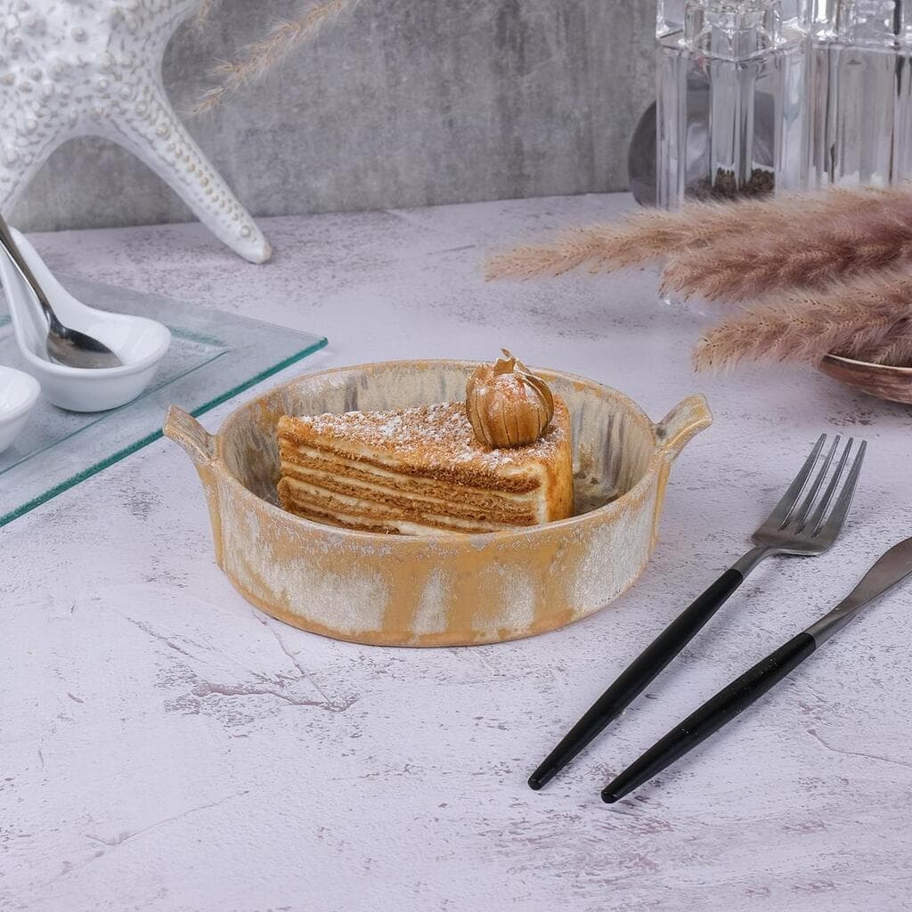 Блюдо для подачи 15,4*14,5 см h4 см 450 мл для закусок с ручками Light Brown Frutti di Mare P.L. [1]