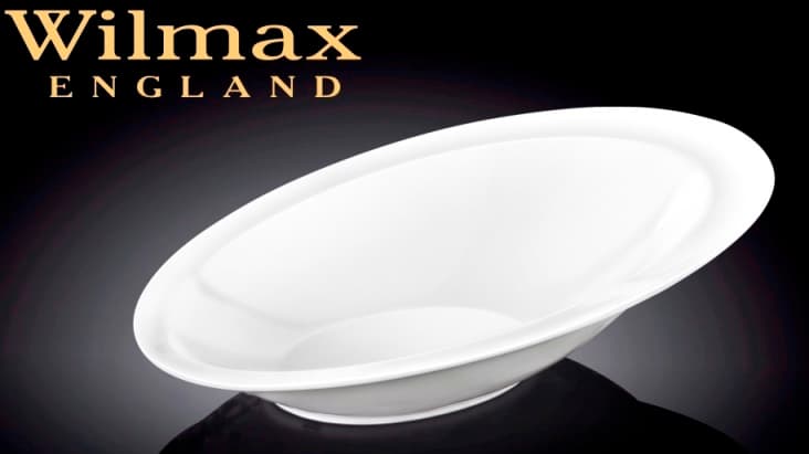 Салатник овальный скошенный край, Wilmax, 21 х 14,5 х 2,5/5,5 см., 150 мл