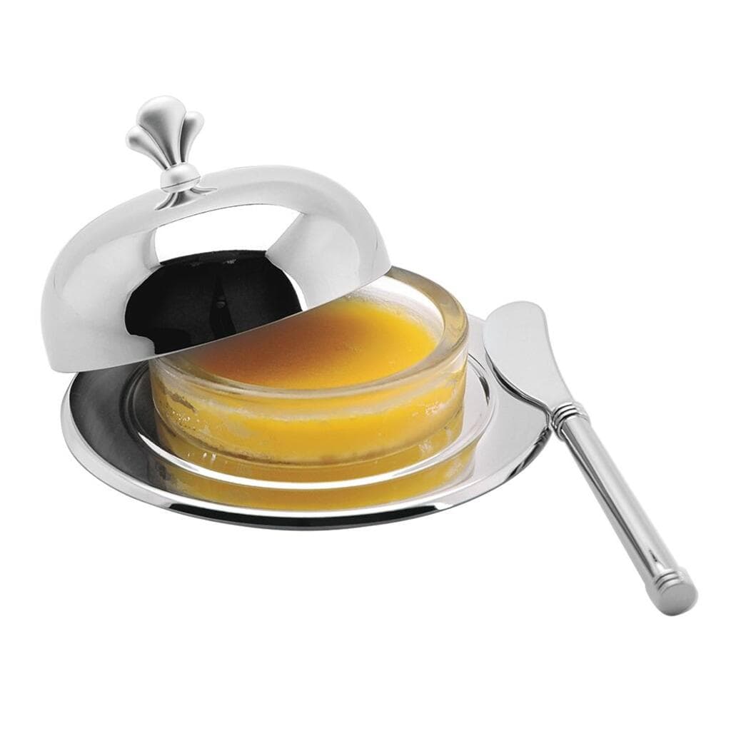 Масленка икорница P.L. Proff Cuisine d14 см, h7 см крышкой и ножом