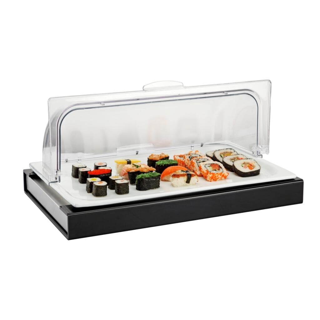 Поднос для выкладки SUNNEX 53*32,5*24,5 см фарфор с пласт. Roll-top крышкой + бокс с хладогеном