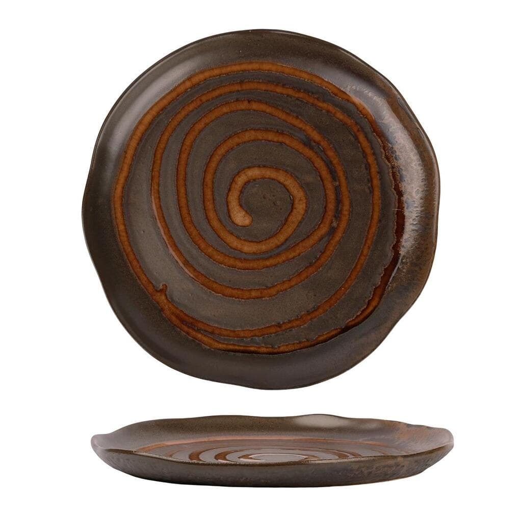 Тарелка, P.L. Proff Cuisine, Dark Brown Lava lines Frutti di Mare, d 27 см h2,5 см