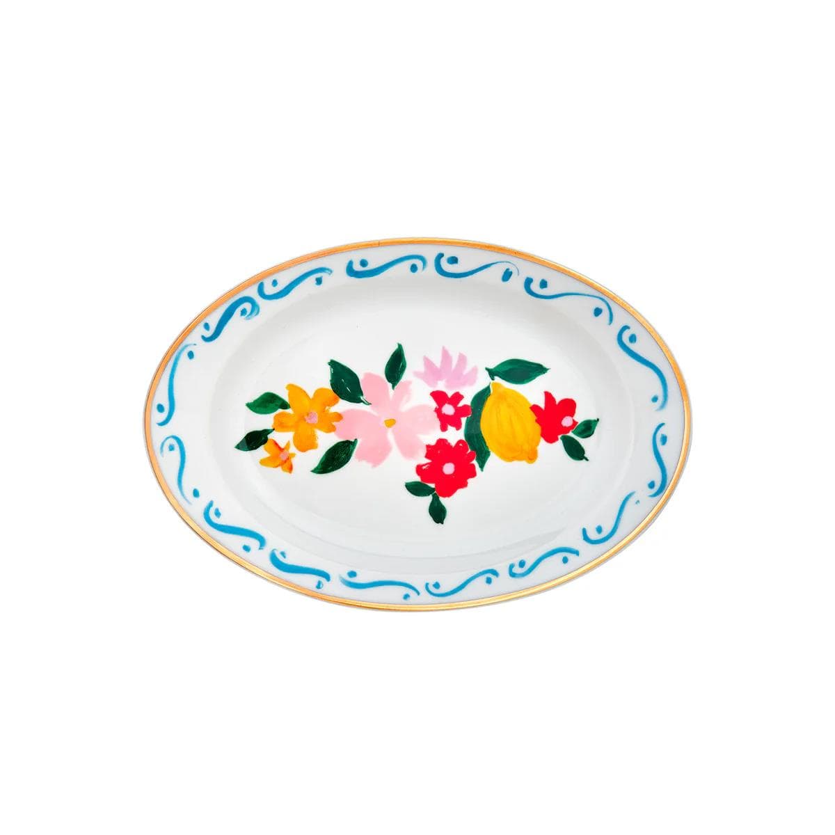 Блюдо овальное, Bitossi, Con Amore, Fiori e limoni, 19,5x13 см