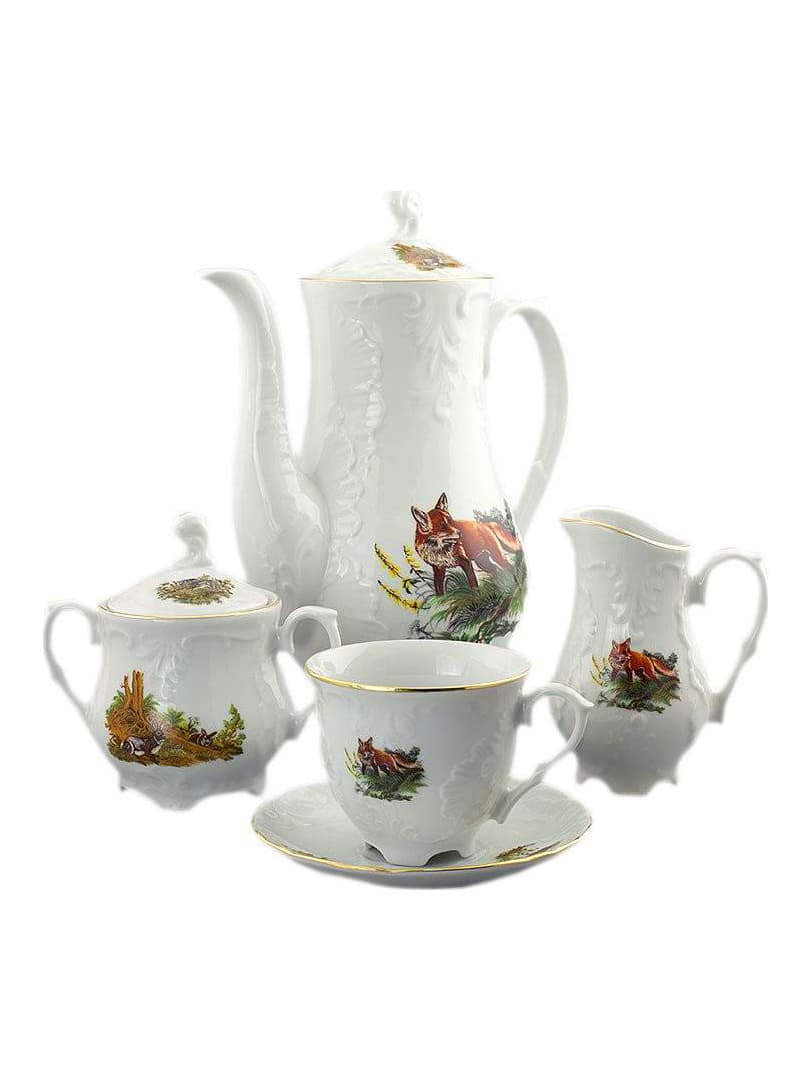 Сервиз кофейный, 15 предметов, Crystalex, Rococo, Hunting