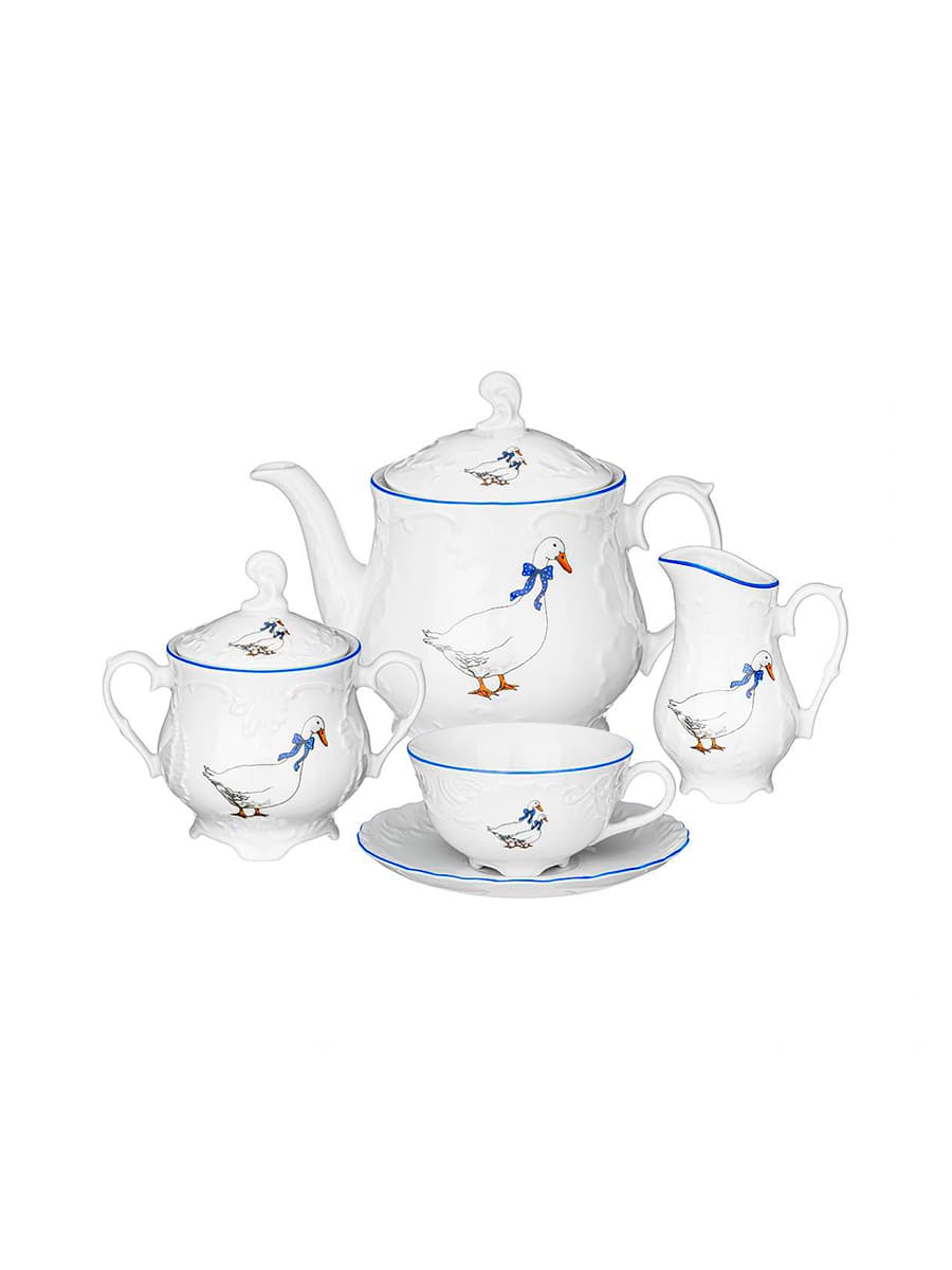 Сервиз чайный, 15 предметов, Crystalex, Rococo, Blue Geese