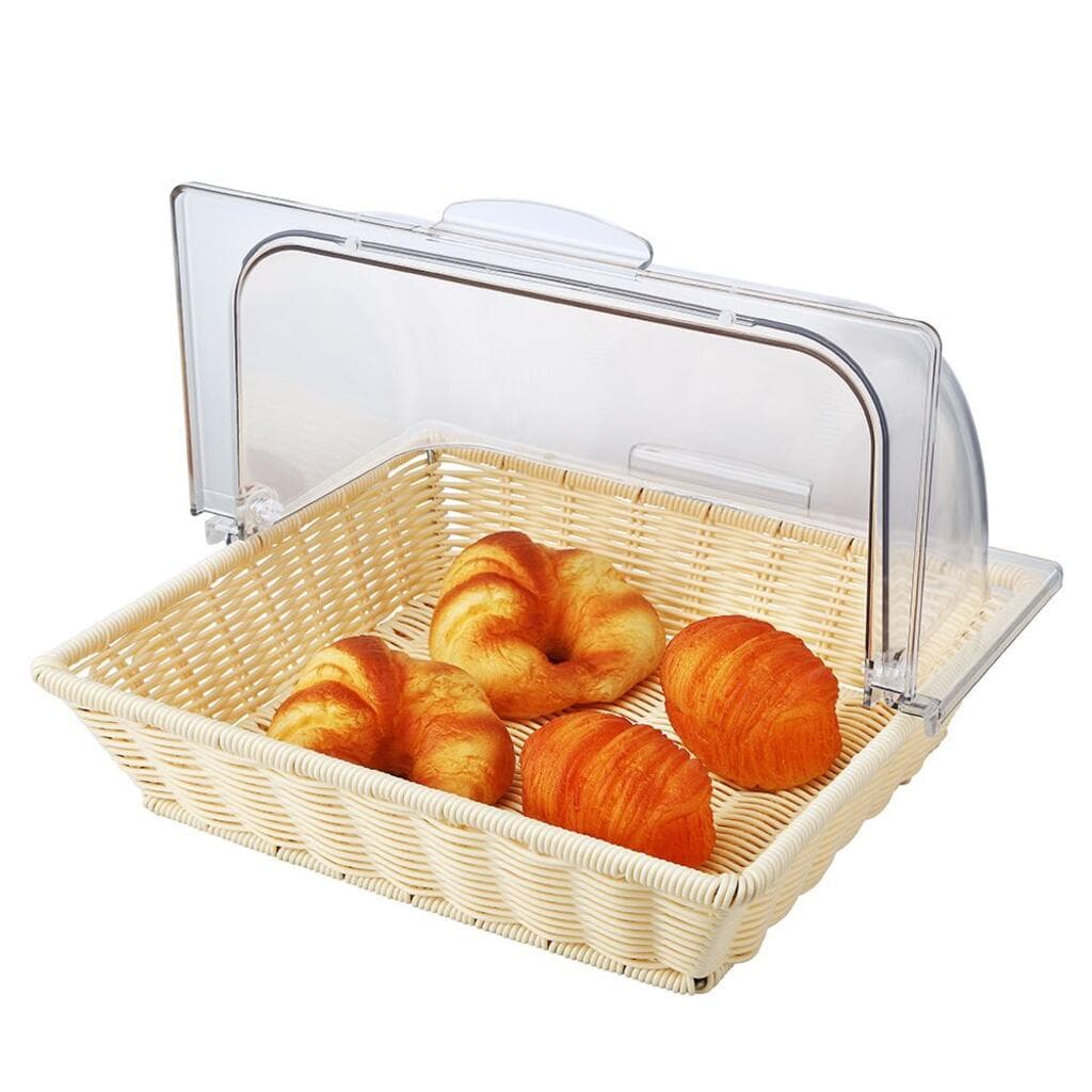 Корзина для хлеба и выкладки с откидной Roll-top крышкой ротанг, SUNNEX, h 8 см, b 33 см, l 36 см