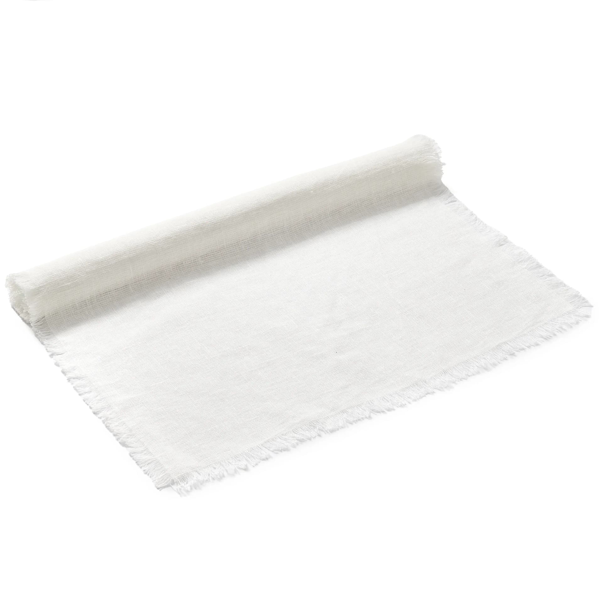 Дорожка из мешковины с бахромой и декоративным швом, белая, Crystals Textile, 450 x 1400 см