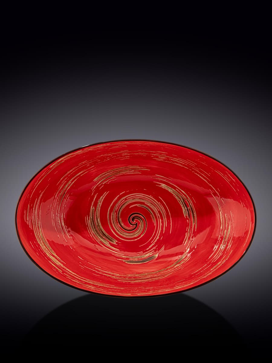 Салатник овальный, Wilmax, Spiral, 30x19.5x7 см, Красный