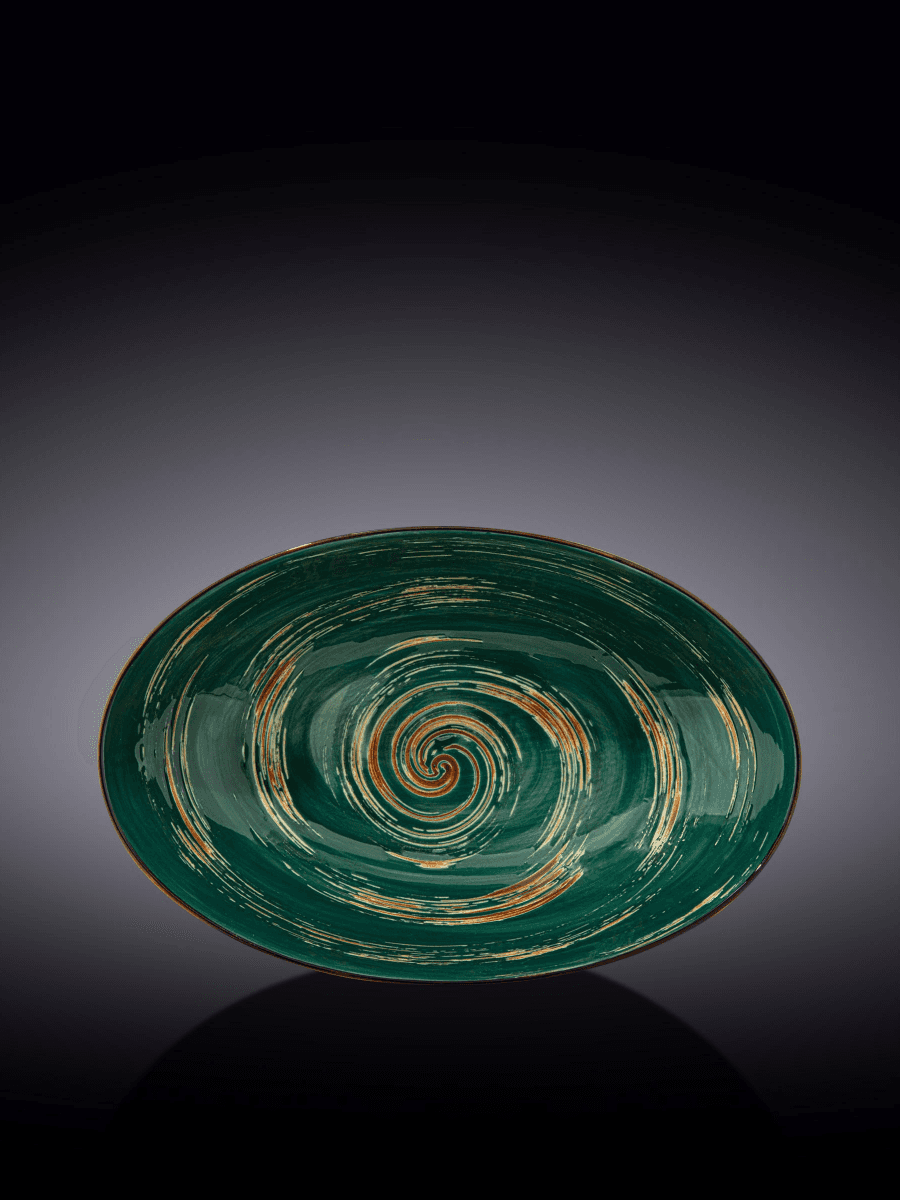 Салатник овальный, Wilmax, Spiral, 25 см, Зеленый