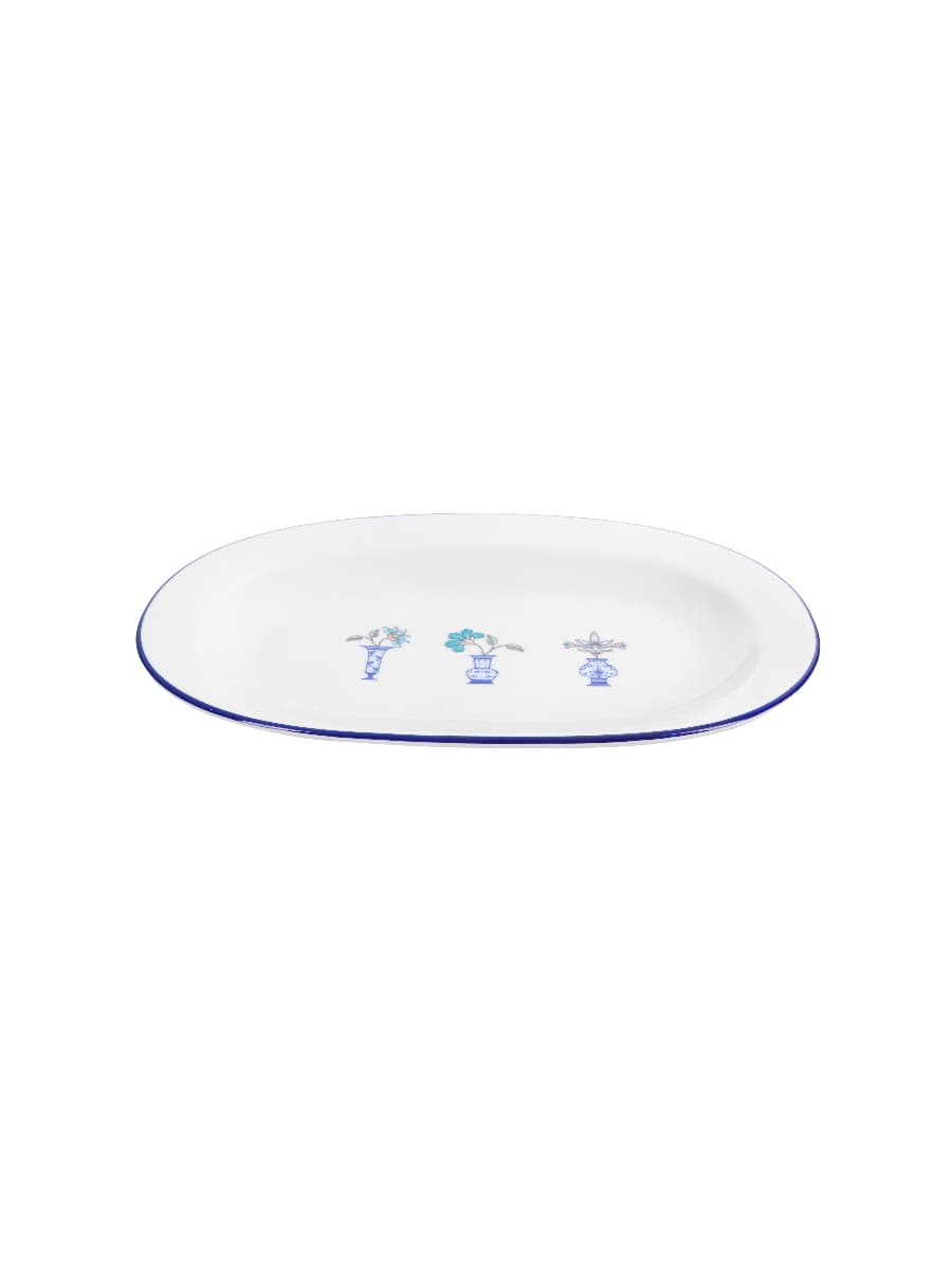 Блюдо овальное, кант синий DS11, Porland, Vaso Piccolo, 15 см