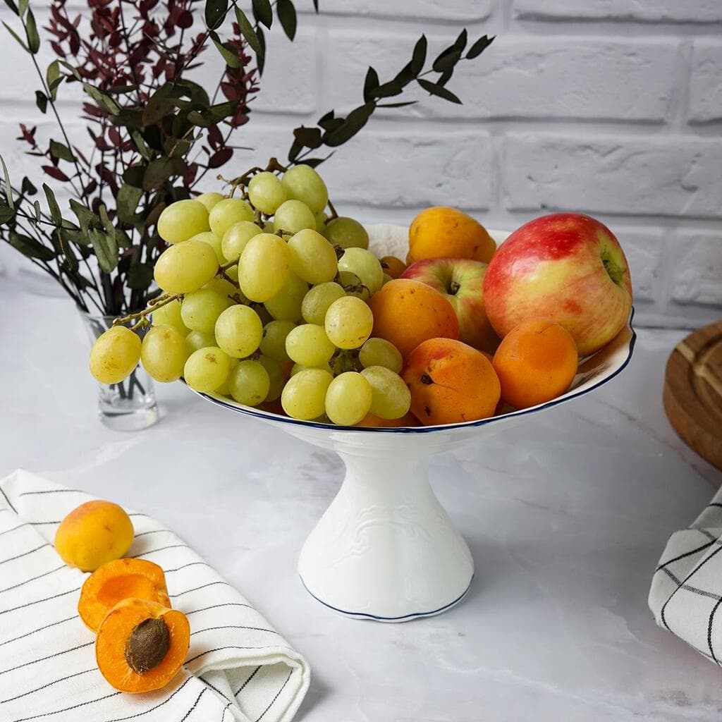 Блюдо круглое на ножке P.L. Proff Cuisine Blue Flower d 25 см h15,7 см