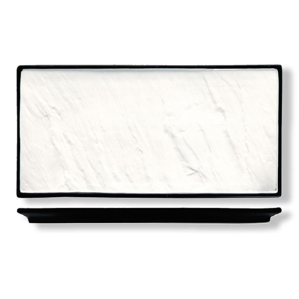 Блюдо прямоугольное 36*25,5 см Relief белое с черным бортом фарфор P.L. Proff Cuisine [1]