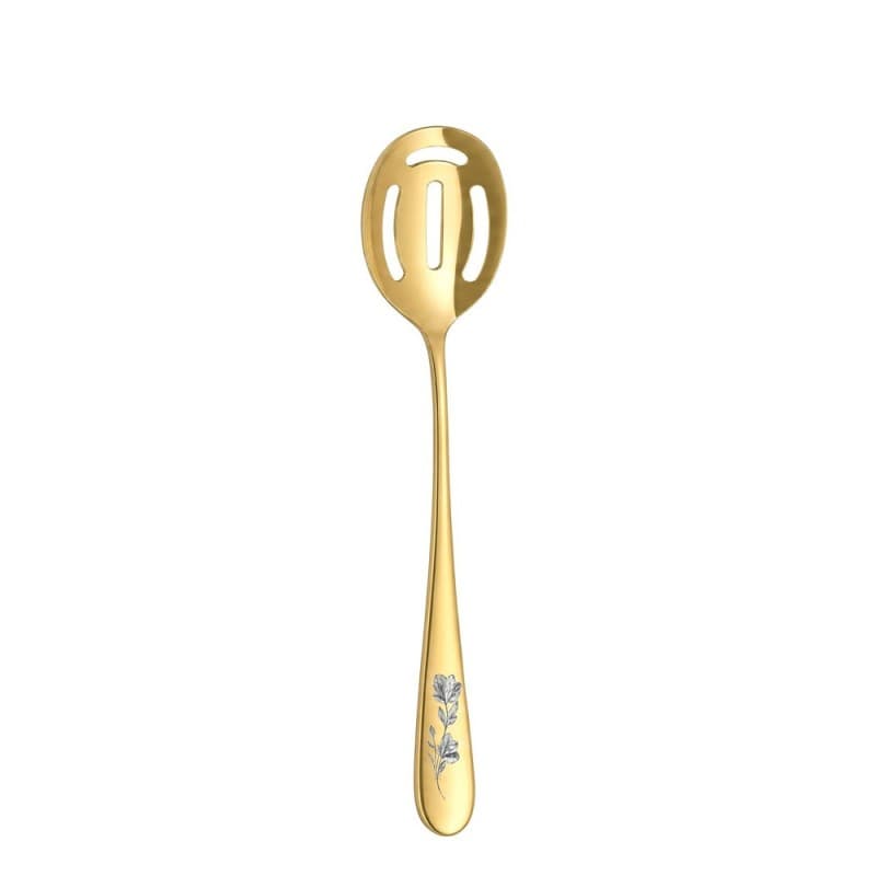Ложка шумовка для соуса 21см, Epsilon matt gold 24k flower, Narin [12]
