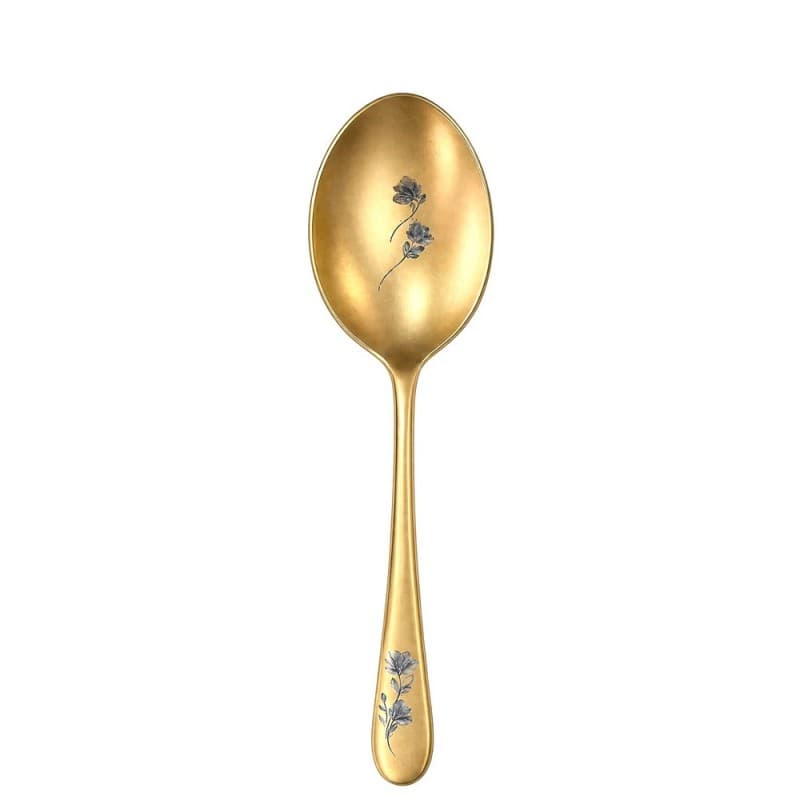 Ложка для салата 25,5см, Epsilon matt gold 24k flower, Narin [12]