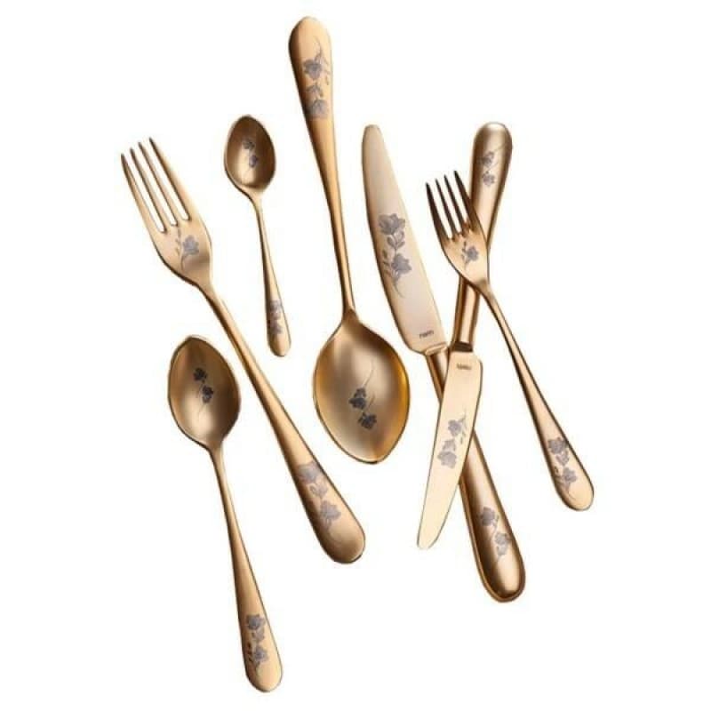 Набор столовых приборов 6 персон, 24 предмета, Epsilon matt gold 24k flower, Narin