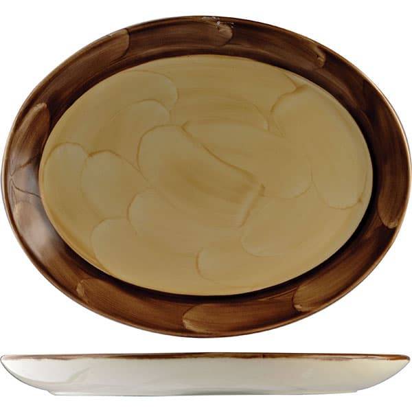 Steelite Блюдо «Пепперкорн» овальное;фарфор;,L=34см;коричнев.,бежев.