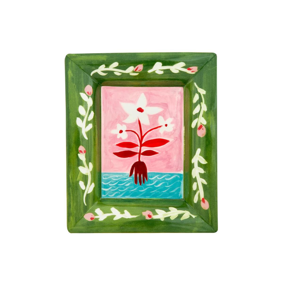 Блюдо прямоугольное, Bitossi, Con Amore, Fiori bianchi 20,5x17 см