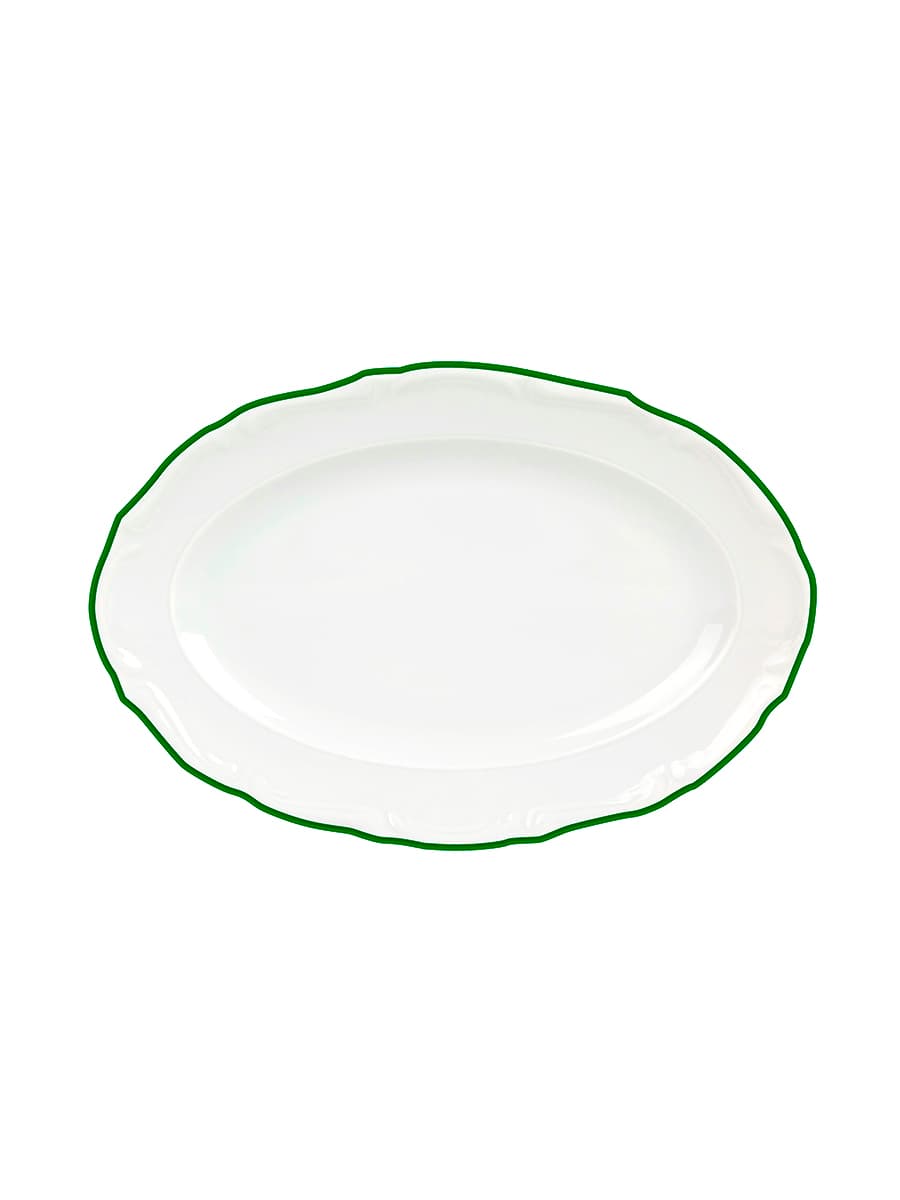 Блюдо овальное, Porland, Maria with colored kant green, 30 см